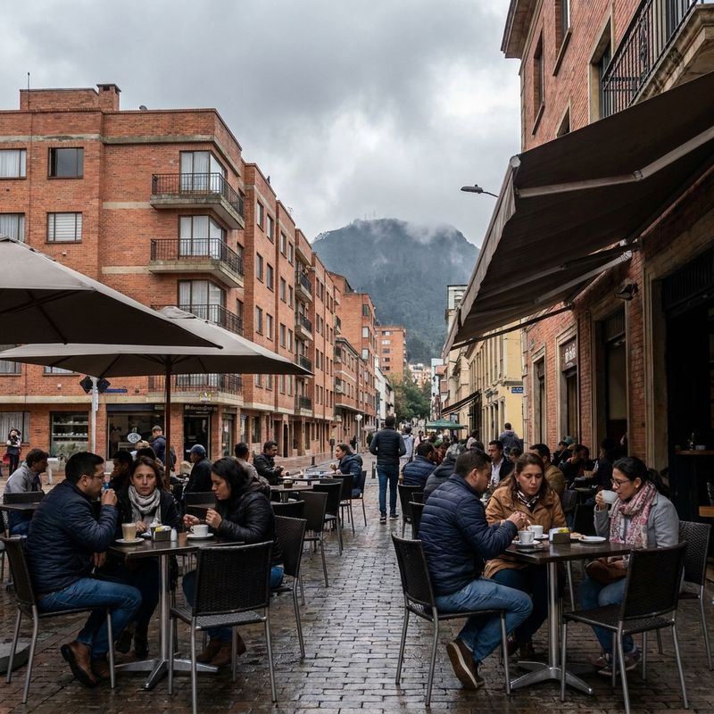 Bogotá: ladrillo, Monserrate y una terraza de café