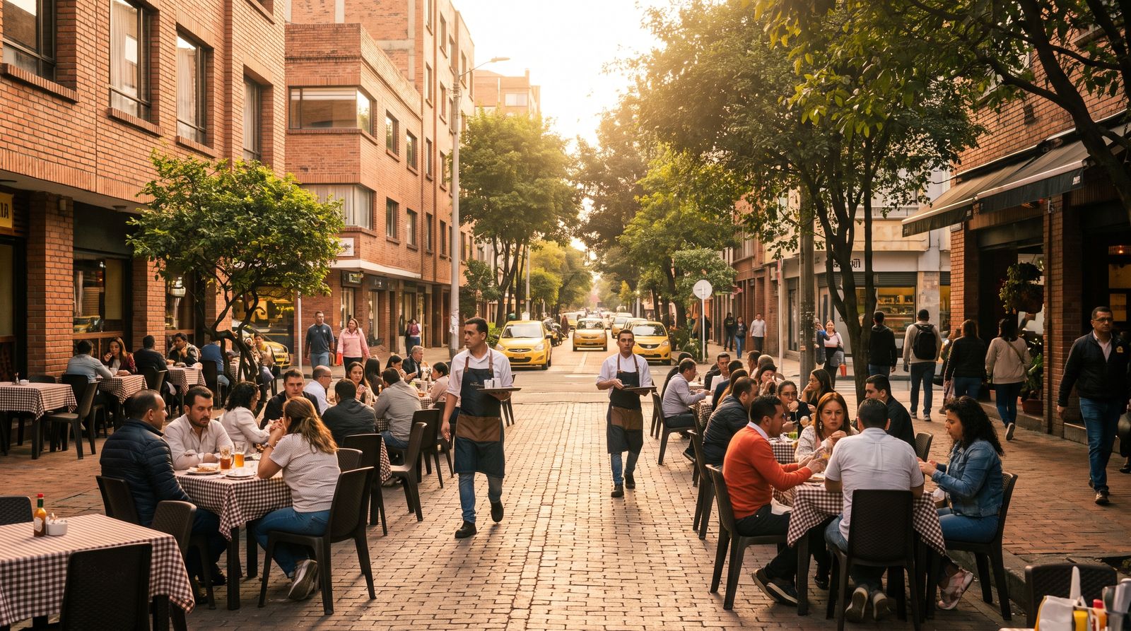 Terraza de restaurantes en Bogotá al atardecer
